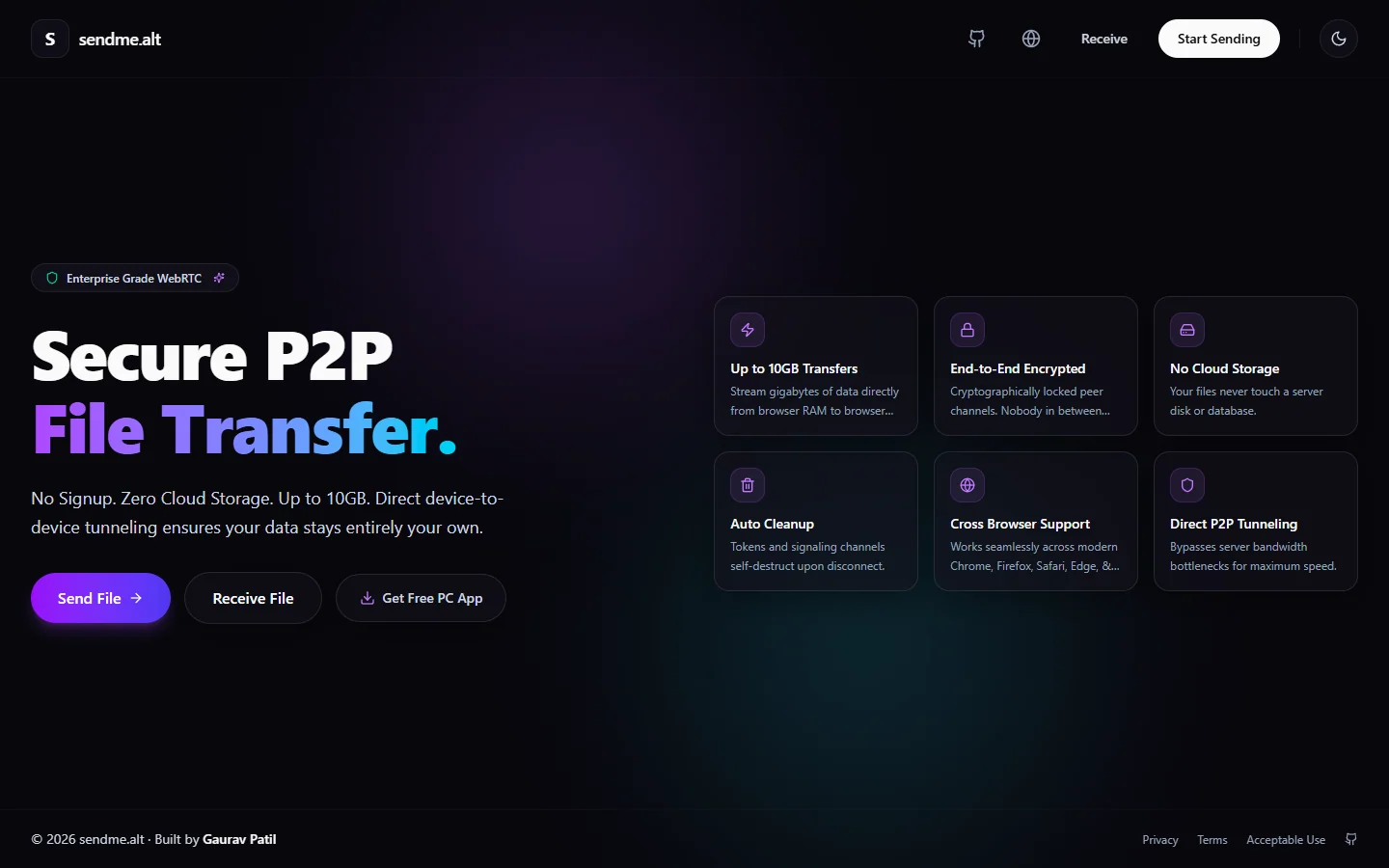 Send2Me — Secure P2P File Transfer preview screenshot 1