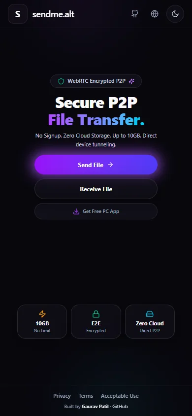 Send2Me — Secure P2P File Transfer preview screenshot 4